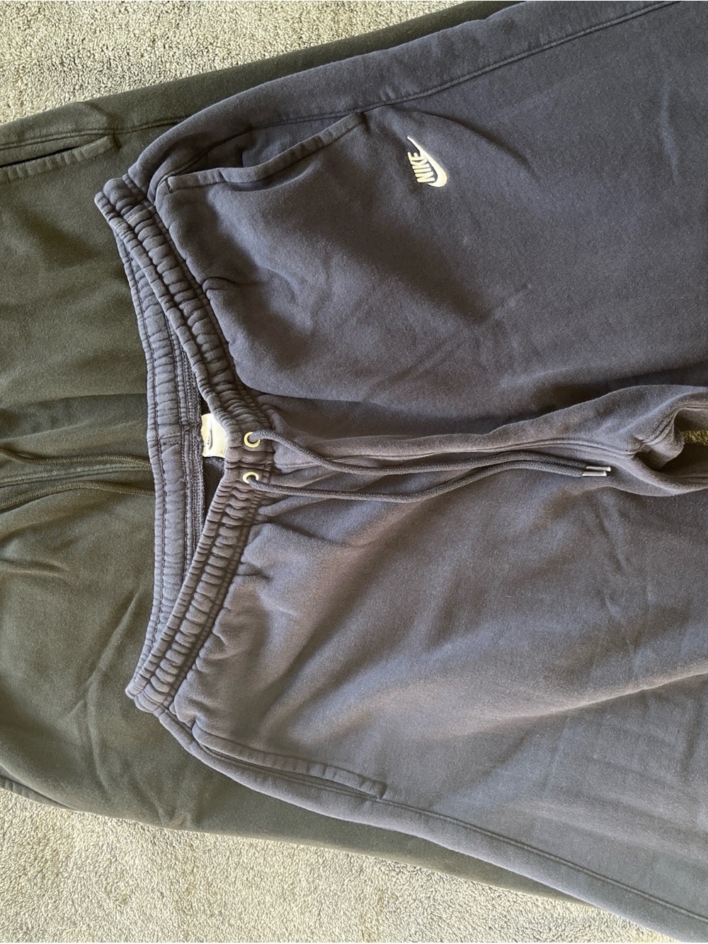 Nike Navy Blue Men's Jogger Sweatpants with White Swoosh